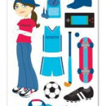 Ek Success SPORTY GIRL Sticko Stickers 17pc