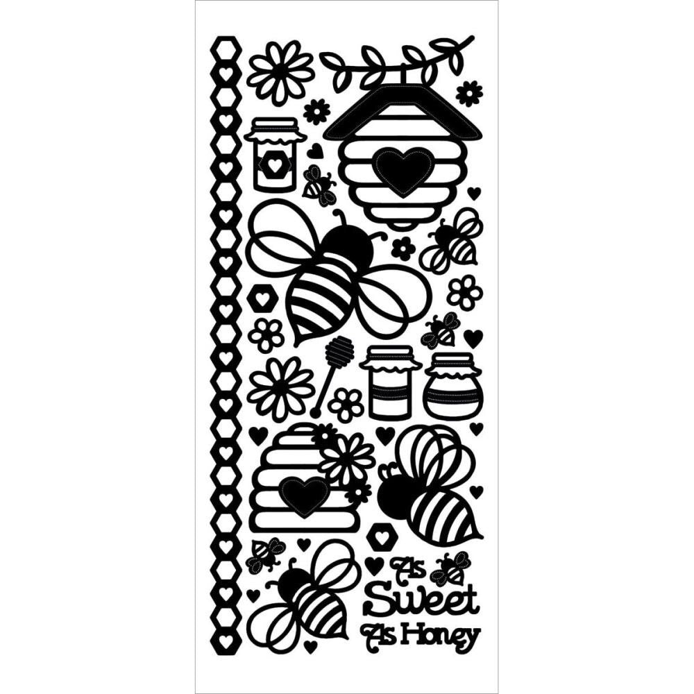 image_22207b41-31b1-4789-9b5f-b23c32a7f188.jpg Dazzles HONEY BEE Black Stickers 37 pc - Image 1