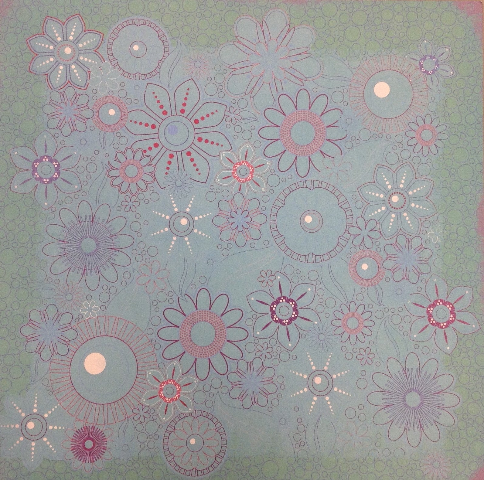 image_245d674a-6eb1-4c60-a25d-dd2fea82c993.jpg SK TURQUOISE FLOWER 12x12 Scrapbook Papers 2pc - Image 1