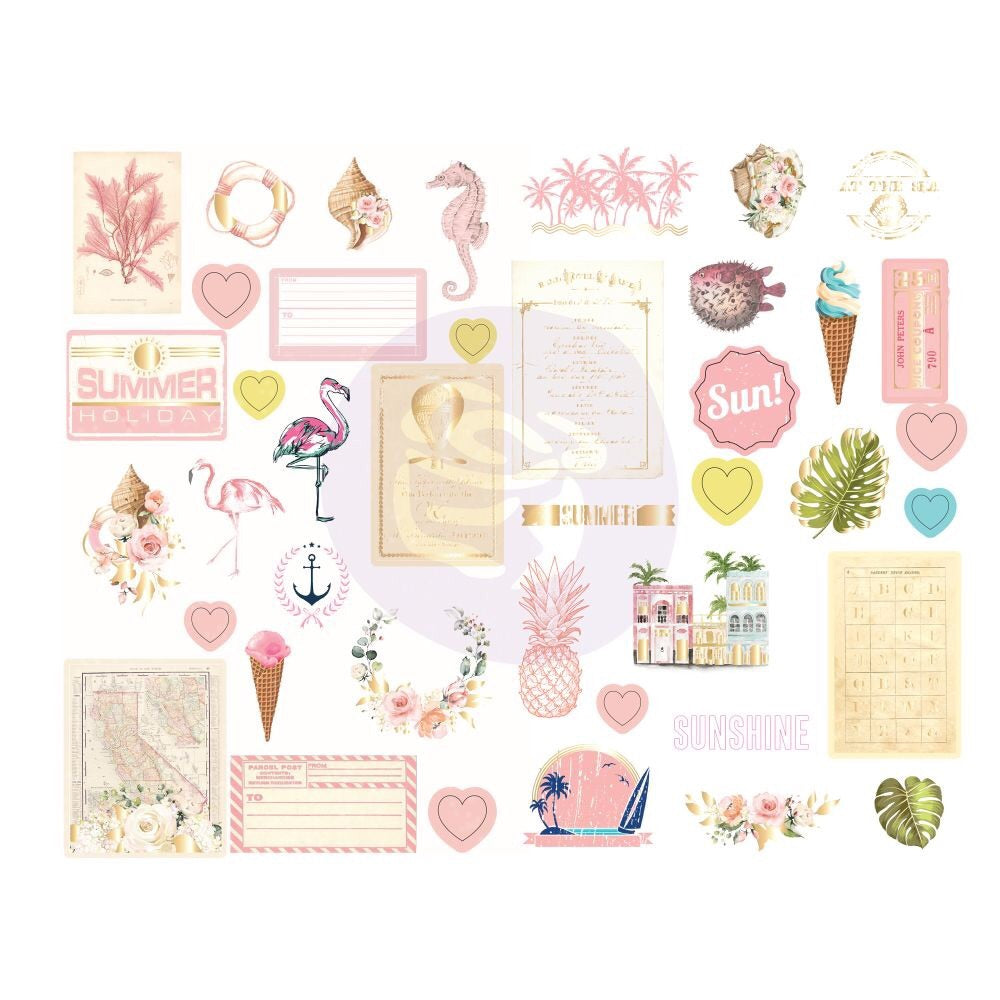 image_24ece89a-dfce-4bff-97c5-79341581c1f0.jpg Prima GOLDEN COAST Chipboard Stickers 41 pc. - Image 1