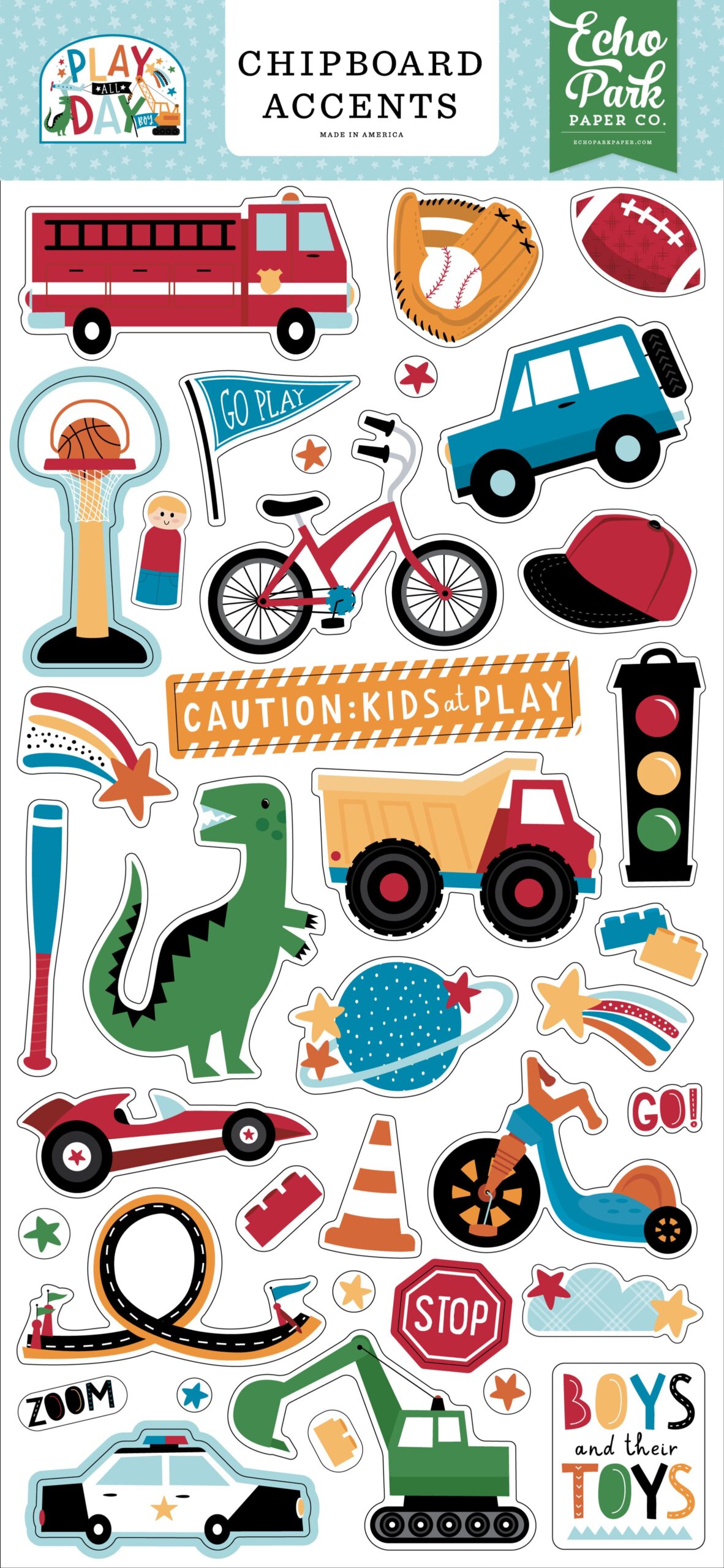 image_26cb625c-d83c-48cb-a291-d0eb278b24aa.jpg Echo Park PLAY ALL DAY BOY Chipboard Accents - Image 1