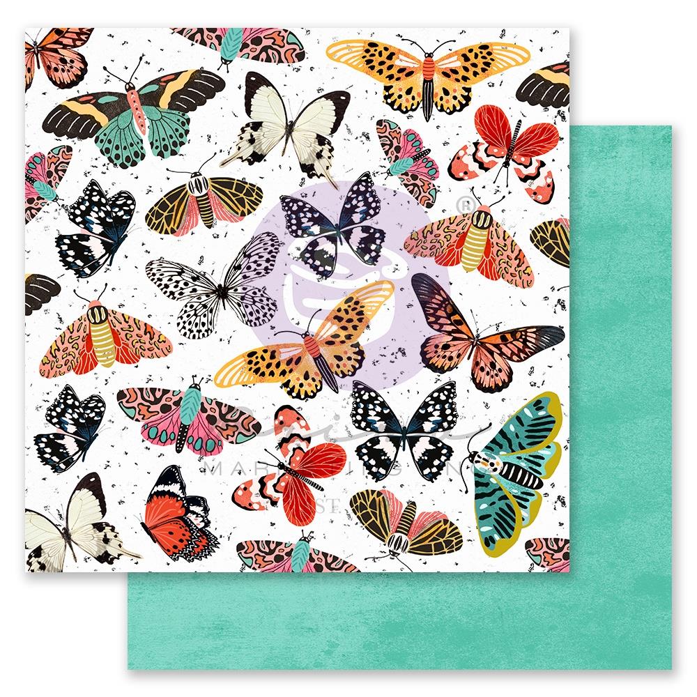 image_27434870-5bfc-455c-be28-84fedd9d1121.jpg Prima Painted Florals BUTTERFLIES GALORE 12X12 Foil Scrapbook Paper - Image 1