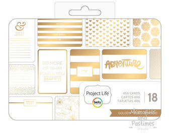 image_291735cc-8aaa-4f03-8c74-bdf79aaa719e.jpeg Becky Higgins GOLDEN 6"X4" Journaling Cards 18pc - Image 1