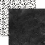 Paper House BLACK WATERCOLOR HEARTS 12"X12" Scrapbook Sheet