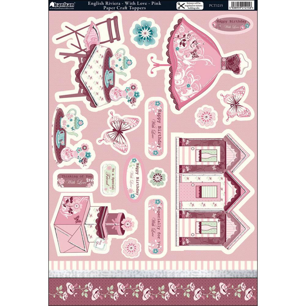 image_2c7c2492-2d22-4995-a1d3-207a73773f5a.jpeg Kanban ENGLISH RIVIERA With Love Pink Toppers 2pc - Image 1