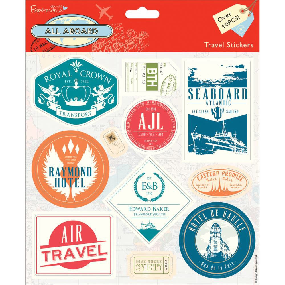 image_2f66616f-39f3-4617-8e74-277eda065cdd.jpg Docrafts Papermania ALL ABOARD Travel Stickers - Image 1