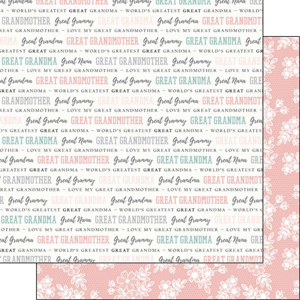 image_2f780877-3359-4f58-9036-6c8e02e049bb.jpg GREAT GRANDMOTHER PRIDE 12"X12" Scrapbook Customs Paper - Image 1