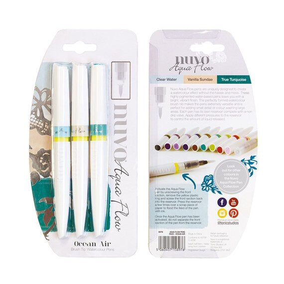 image_311a4da5-d21b-4b86-baa8-180abef615d8.jpg Nuvo Aqua Flow OCEAN AIR Watercolor Brush Tip Pens - Image 1