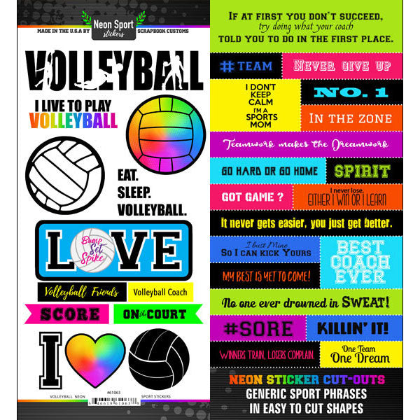 image_33877832-b96d-447a-bc0d-a29070fc3cc2.jpg Scrapbook Customs Neon Sport VOLLEYBALL Sticker 6"X12" - Image 1