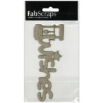 Fabscraps WISHES Die-Cut Grey Chipboard Word