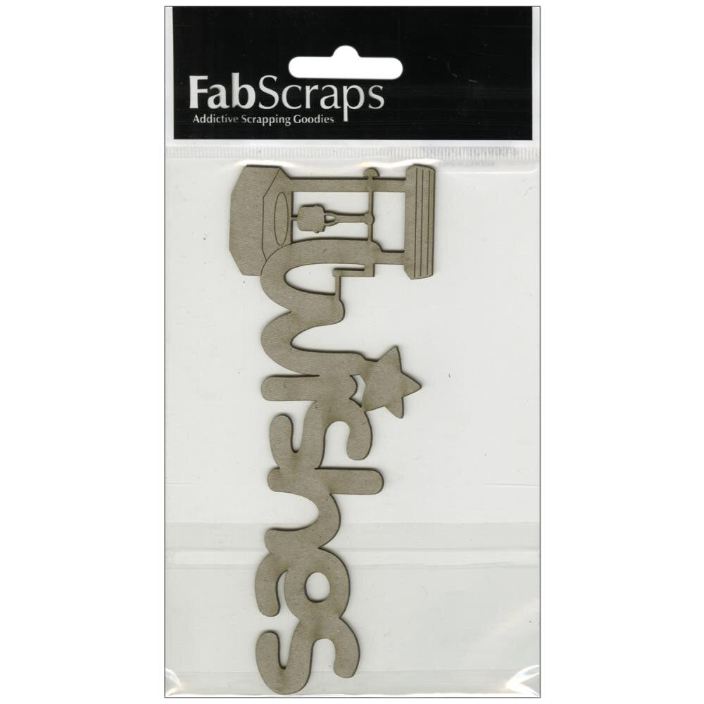 image_339a3b50-dbee-4156-8fb6-9cf0f6c2c522.jpg Fabscraps WISHES Die-Cut Grey Chipboard Word - Image 1
