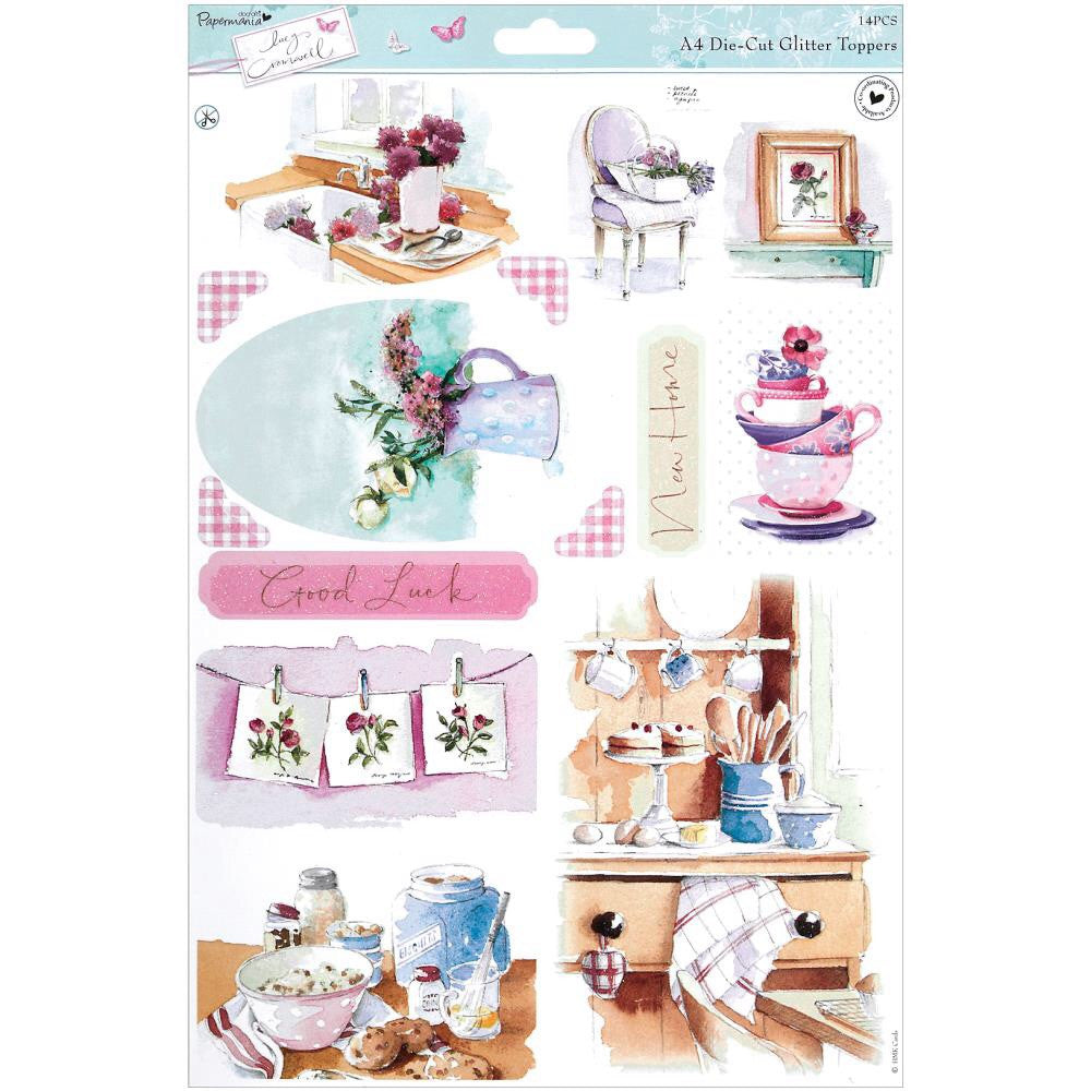 image_36b1cc76-42da-4f2c-afdc-7d749b564392.jpg Docrafts Papermania HOME Glitter Die-Cut Toppers 14pc - Image 1