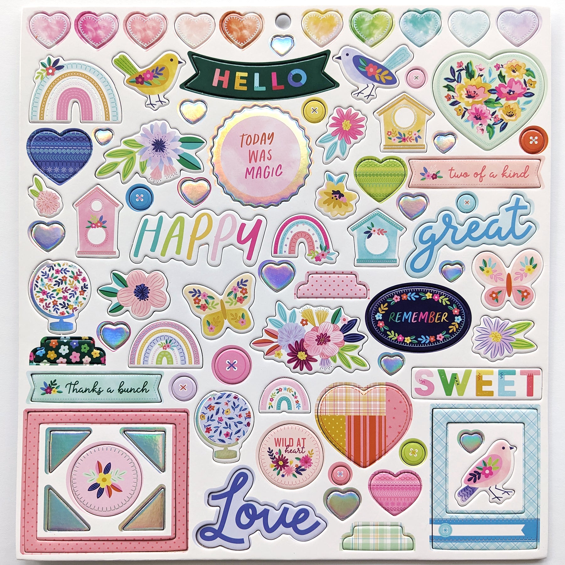 image_37a076f4-250c-4e13-b5c5-2ac8e8080fc3.jpg Paige Evans Blooming Wild FOIL CHIPBOARD Stickers 78pc - Image 1