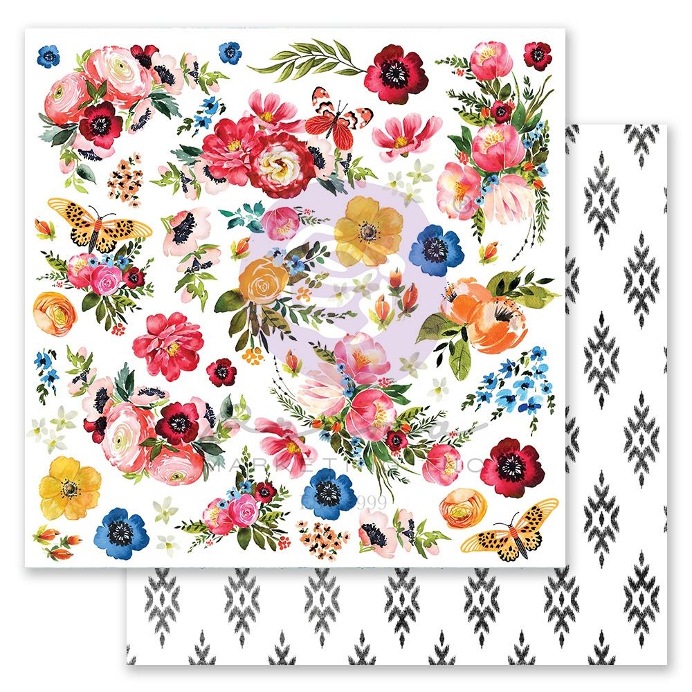 image_3b0a10f7-4f9c-439b-954b-c501435d1734.jpg Prima Painted Florals ALL THE FLOWERS 12X12 Foil Scrapbook Paper - Image 1