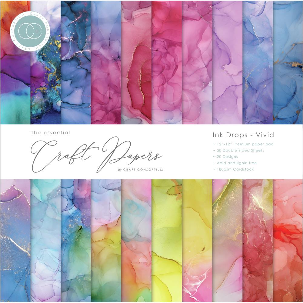image_3c3e5e83-8413-4472-9e46-0fa5633850dd.jpg Craft Consortium Ink Drops VIVID 12”X12” Premium Paper Pad - Image 1