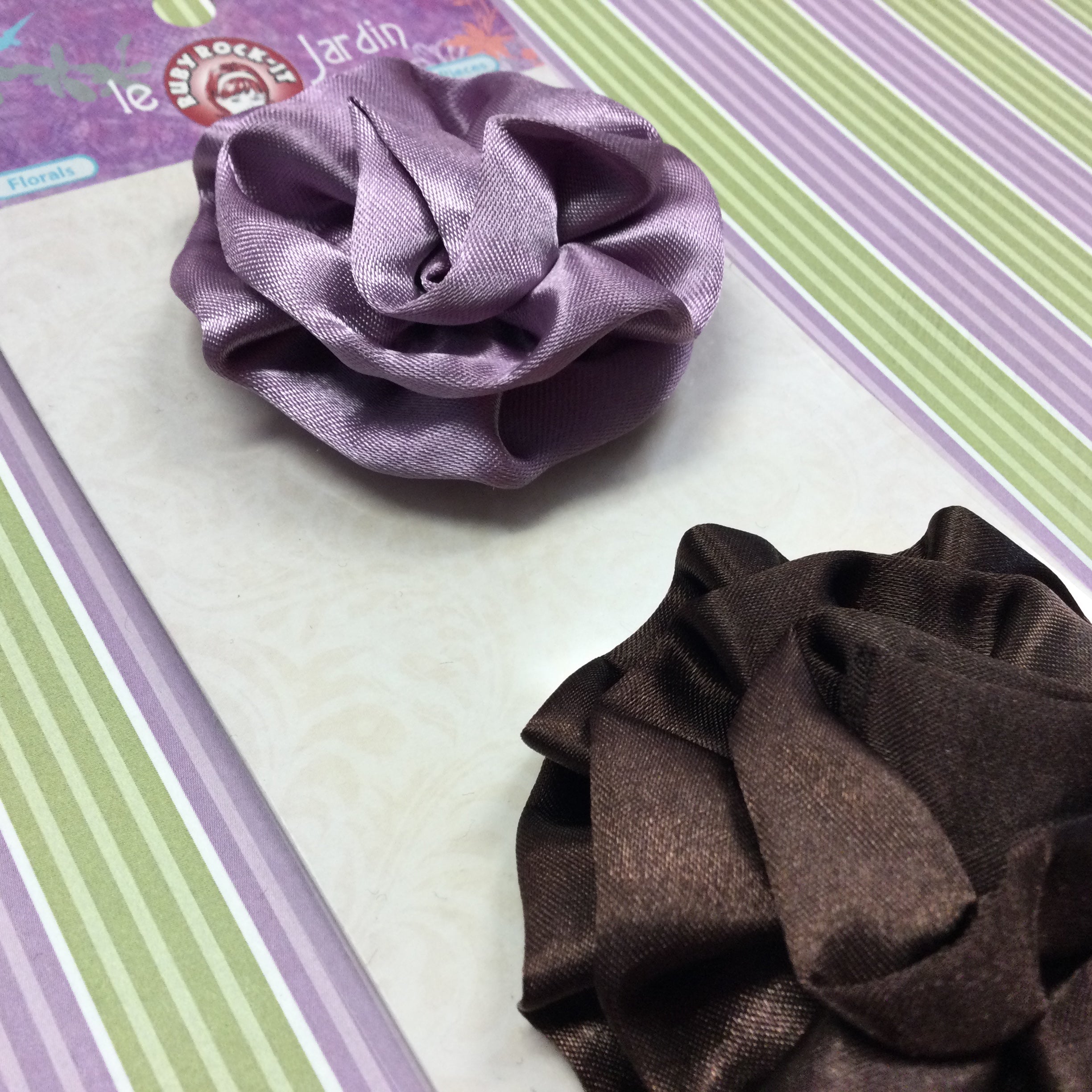 image_3c40c63d-0e3f-4022-9242-00f95e361bff.jpg Ruby Rock It Le Jardin FLORALS Satin Brown and Purple - Image 1
