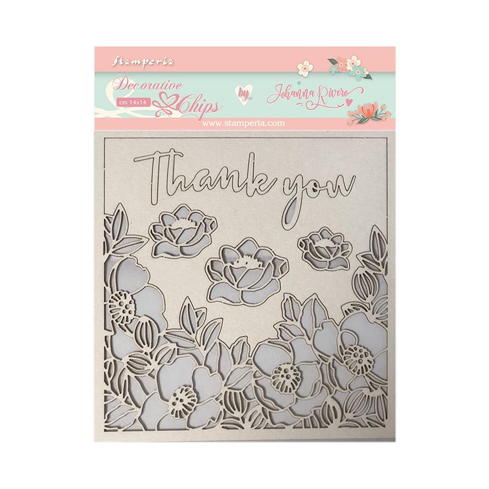 image_3c834e03-4c6a-44da-8a7b-f16b6c1149ec.jpg Stamperia CELEBRATE THANK YOU decorative Chipboard 6pcs - Image 1