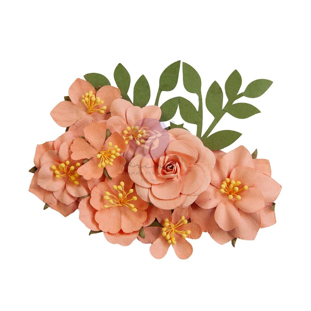 image_3d1431ac-4d12-4383-bffc-c35d7919b51e.jpg Prima PAINTED FLORAL ORANGE BLOSSOM Flowers 10pc - Image 1