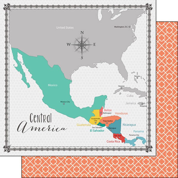 image_3f1982ab-9ca1-4cd5-9a8f-c184e7e85662.jpg CENTRAL AMERICA Memories Map Travel Scrapbook Paper - Image 1