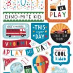 Echo Park PLAY ALL DAY BOY Chipboard PHRASES Scrapbook Stickers