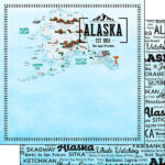 ALASKA POSTAGE MAP BLUE 12"X12" Scrapbook Paper