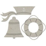 Fabscraps SAILOR HAT BELL LIFESAVER RING Die-Cut Grey Chipboard Word"