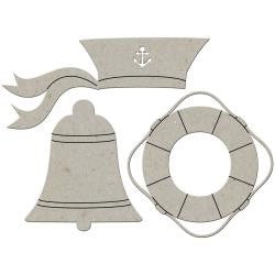 image_408e073b-3db9-4a99-87a0-e9d62393ba62.jpg Fabscraps SAILOR HAT BELL LIFESAVER RING Die-Cut Grey Chipboard Word" - Image 1