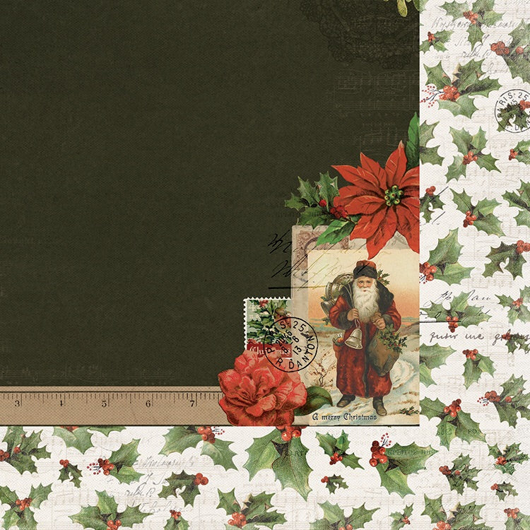 image_421bf939-d79d-496f-b35f-6617edab51df.jpg Kaisercraft Letters To Santa HOLLY & BERRIES 12"X12" Scrapbook Sheet - Image 1