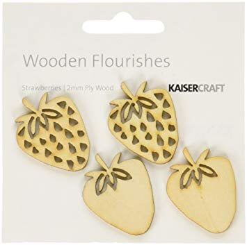image_42f6f264-7fcb-43e9-a974-97ee3b94de6c.jpg Kaisercraft STRAWBERRIES Wood Flourishes 4 pc - Image 1