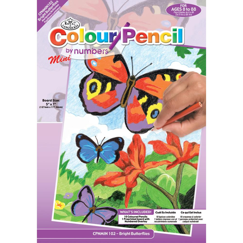 image_43b7030c-a6a8-4130-b107-e7c34fe894ea.jpeg Royal Mini Color Pencil By Number BRIGHT BUTTERFLIES - Image 1