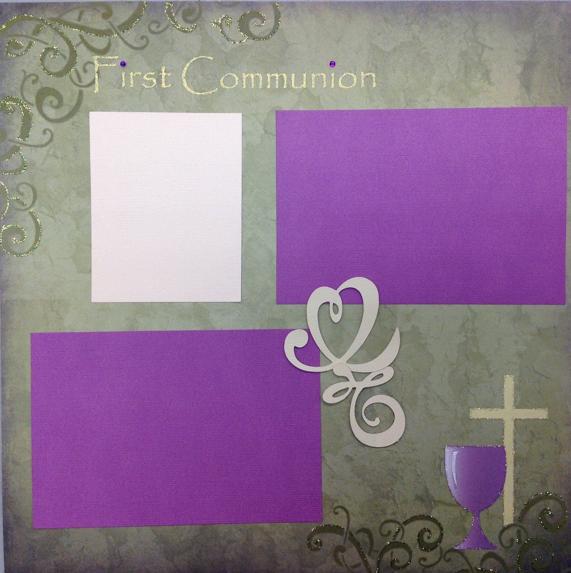 image_44219419-6cf3-4729-8fd5-3579e1bb151b.jpeg Premade Scrapbook Page (1) 12"x12" FIRST COMMUNION - Image 1