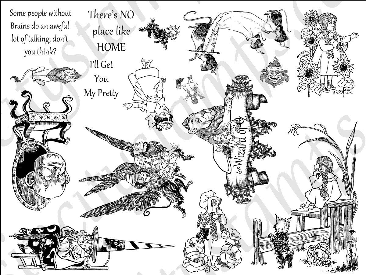 image_445782da-b481-405b-ac61-1a8dfad451f0.jpg SinCity Stamps WIZARD OZ & DOROTHY 1 Cling Rubber Stamp - Image 1
