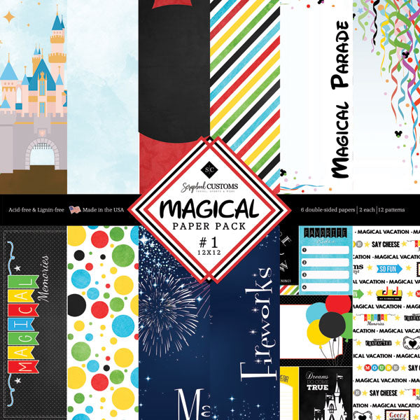 image_46e559bd-f026-46b1-ae62-6f6039ee1eb6.jpg Disney MAGICAL PAPER PACK #1 12”X12” Scrapbook Customs Paper - Image 1