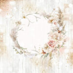 Asuka Studio Dusty Blue Floral NATURAL WREATH 12” x 12” Scrapbook Paper - Image 2