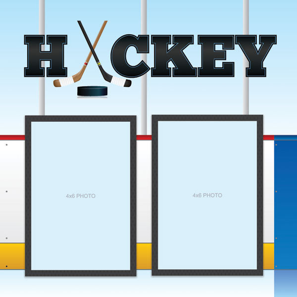 image_4c5fd554-6817-447e-b67a-0ee00f41c99d.jpg Scrapbook Customs Quick Page HOCKEY LEFT 12"X12" Scrapbook Paper - Image 1