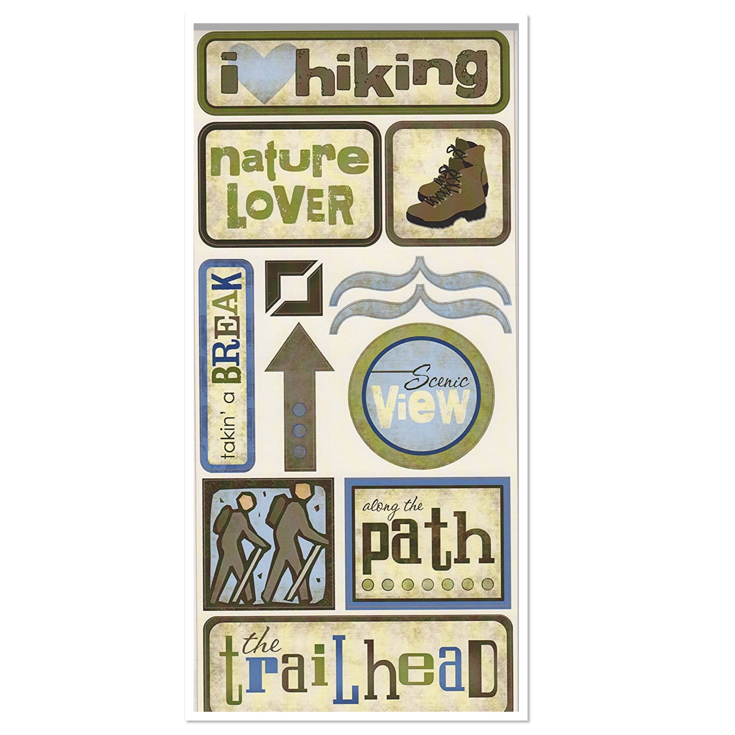 image_4c8bf1ae-dc47-4eac-a54a-a04c75256ce7.jpg Scrapbook Customs HIKING Outdoor Fun Stickers 13pc - Image 1