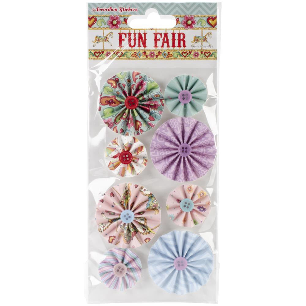 image_4c8d773d-2404-4aa2-ab38-c8644287a306.jpg Trimcraft Helz Fun Fair Accordion Rosette Flower Stickers 8 pc - Image 1