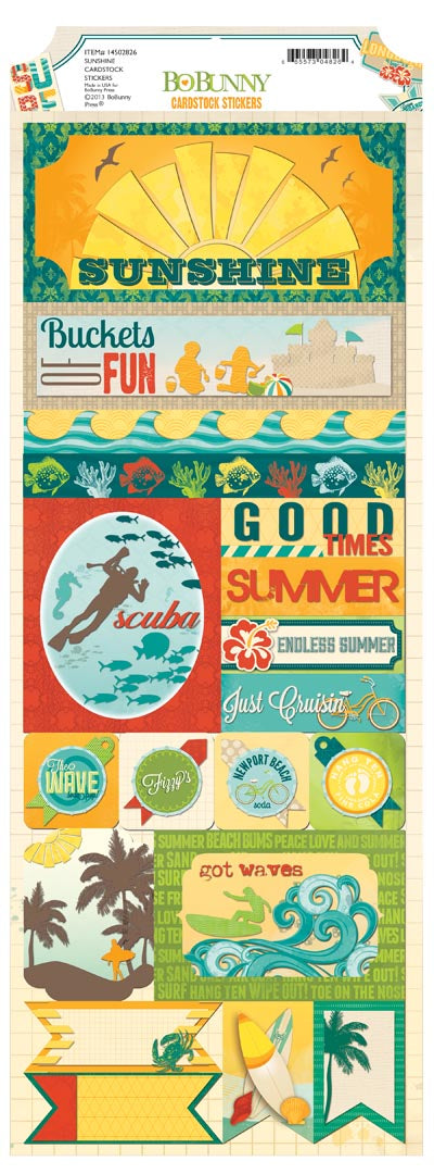 image_4cfbcdca-917f-4973-9992-f5bc10f2558a.jpg BoBunny SUNSHINE Cardstock Stickers 19pc - Image 1