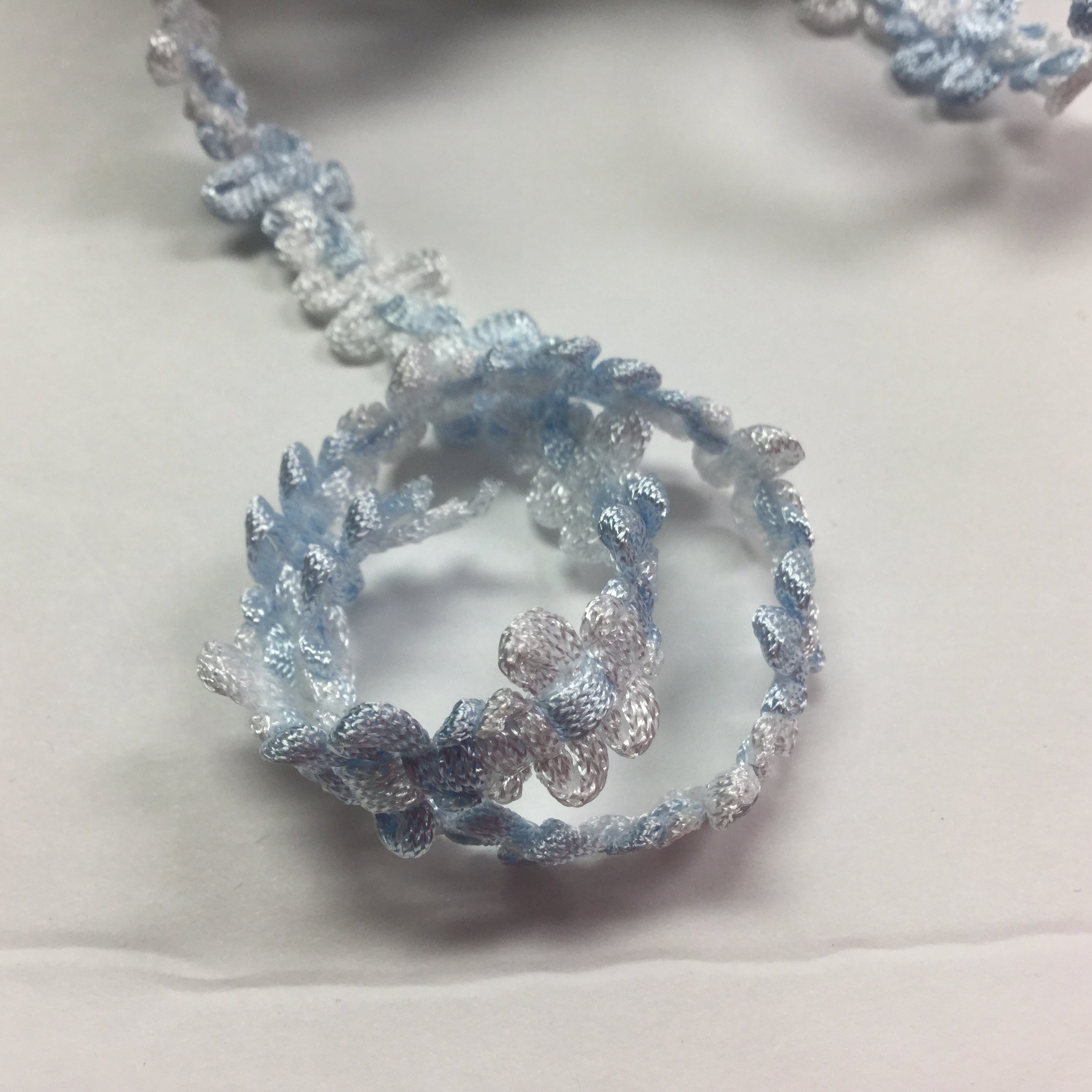 image_4e50bfb7-e5ff-4c44-a7d1-4f4b0ad1f452.jpg May Arts Flat Floral LIGHT BLUE Flower Ribbon 2 yard yd - Image 1