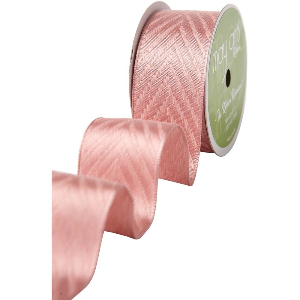image_52eae752-0fe3-4d38-80e5-f9a4fc232a9a.jpg May Arts 1.5” Woven Hidden Arrow ROSE Chevron Ribbon - Image 1