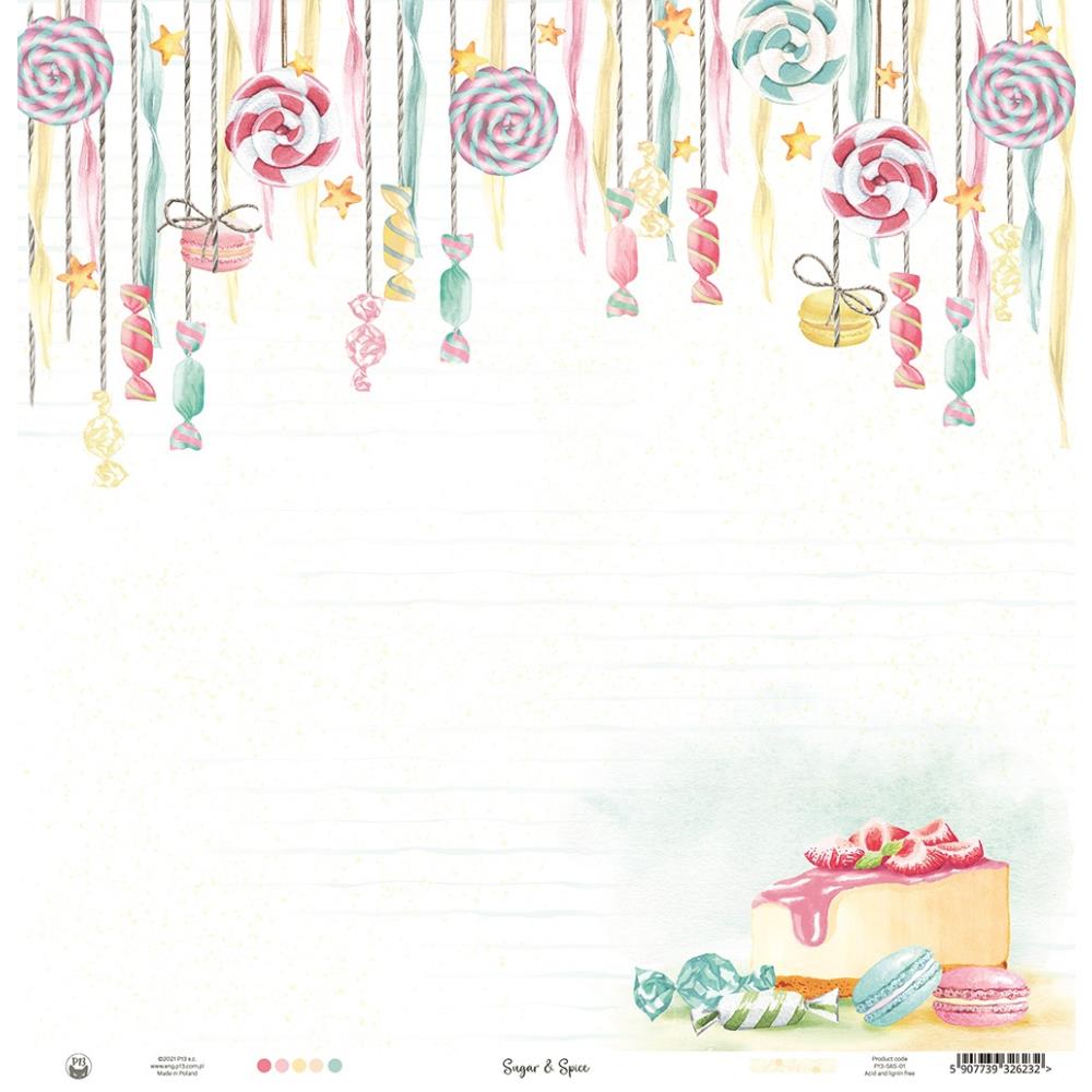 image_55addcdd-dd34-4ad1-8ecc-9c600d5d3d89.jpg P13 SUGAR AND SPICE 12"X12" Scrapbook Paper 01 Candy String - Image 1