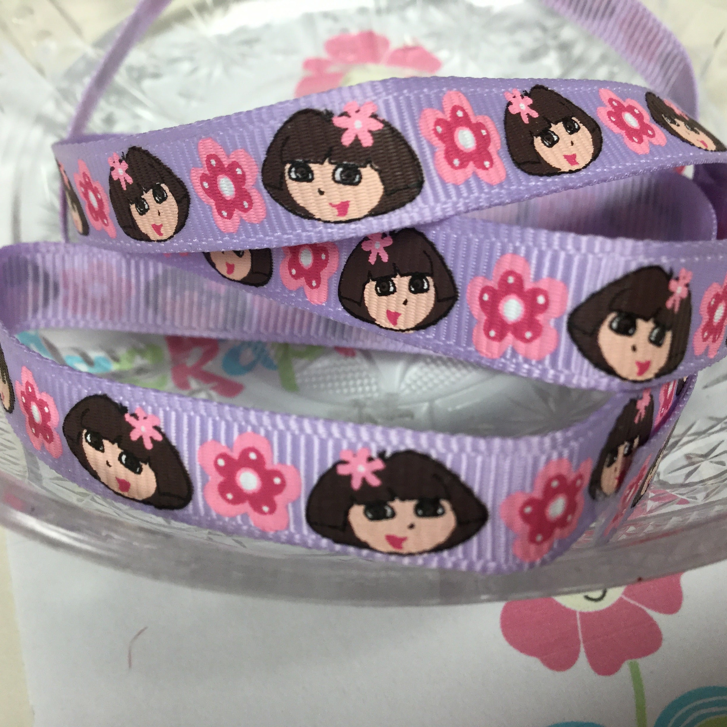 image_56d6621c-705b-43e6-96cf-f3d9c991d1f6.jpg Dora the Explorer Cartoon Character Ribbon 1 yard - Image 1