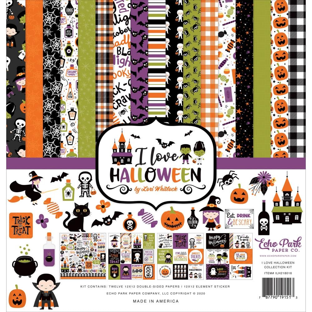 image_58bc4b3b-b961-433f-a95c-939c7517da4e.jpg Echo Park I LOVE HALLOWEEN 12"x12" 13pc COLLECTION KIT - Image 1