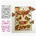 Vintage Dragonfly Background Clear Stamp & Die Set 8pc