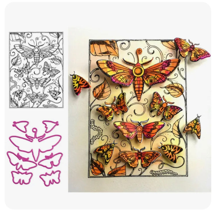 image_5995b400-57ac-4bd0-a6b8-0424ed4c7d9f.jpg Vintage Dragonfly Background Clear Stamp & Die Set 8pc - Image 1