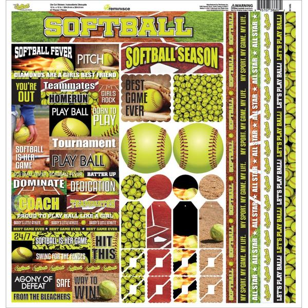 image_5ab72dea-2c0f-43de-841d-d4379f8a930c.jpg Reminisce SOFTBALL 12"X12" Sports Die Cut Stickers - Image 1