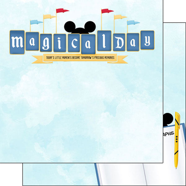 image_5b088ae1-6097-4559-835f-a1df0caed01c.jpg MAGICAL DAY Disney 12"X12" Scrapbook Paper - Image 1
