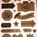 Paper Craft XO Cork Stickers 20 pc