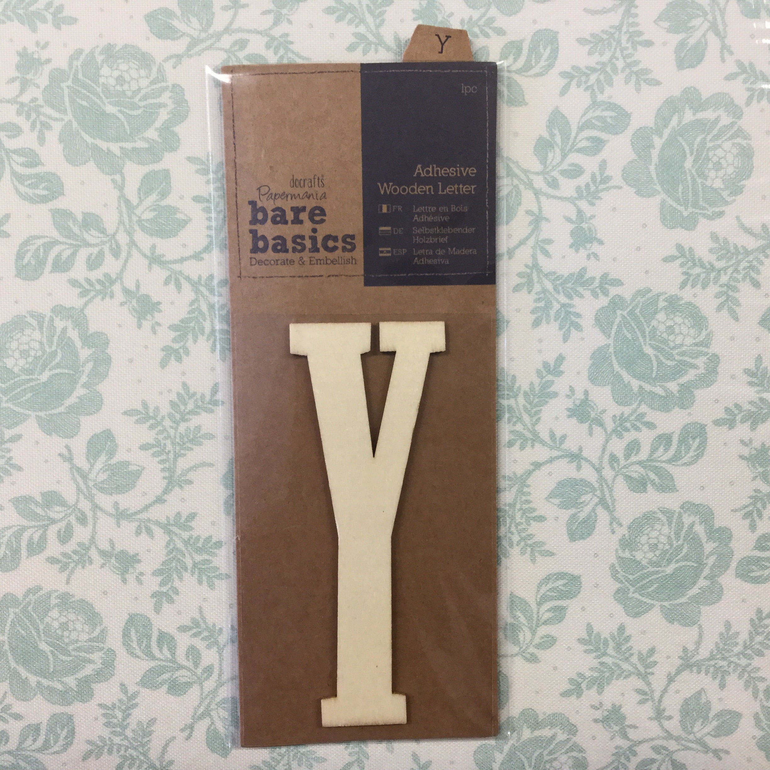image_5deeb219-068d-46ee-b204-04333c7d5624.jpg Papermania Bare Basics Wooden Adhesive LETTER Y Wood - Image 1