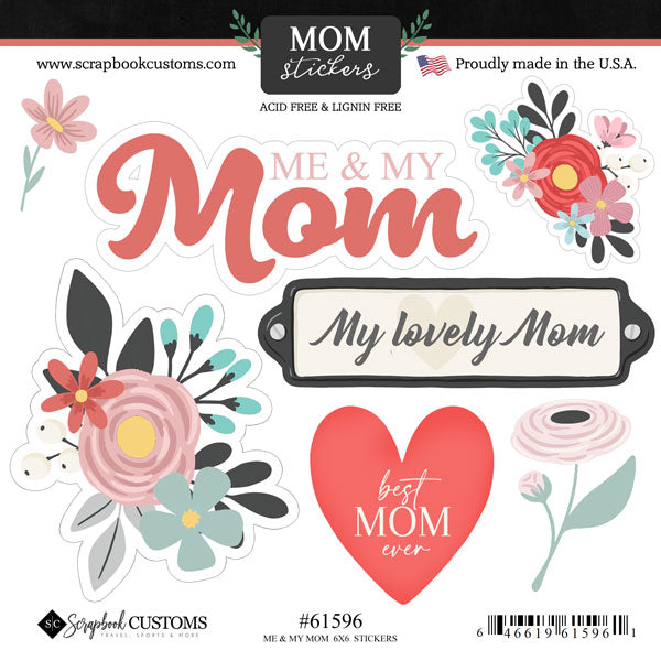 image_6538b210-62af-4332-a381-8b7a5e4aa550.jpg Mom Stickers ME & MY MOM 6X6 Scrapbook Stickers 7pc - Image 1